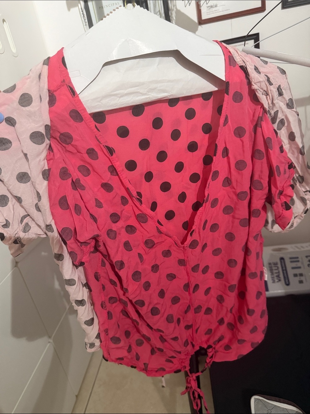 Set of Two Polka Dot Blouse Set in Pink and White